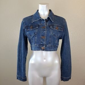 Be-Girl Cropped Jean Jacket With Gold Embroidery M
